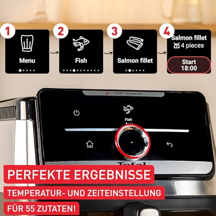 Tefal Heißluftfritteuse Easy Fry Smart & Silence XXL, 1800 W, 7L, 55 Programme, abnehmbares Frontelement, Sichtfenster, temperaturregulierbar 40°C - 220°C – Bild 4