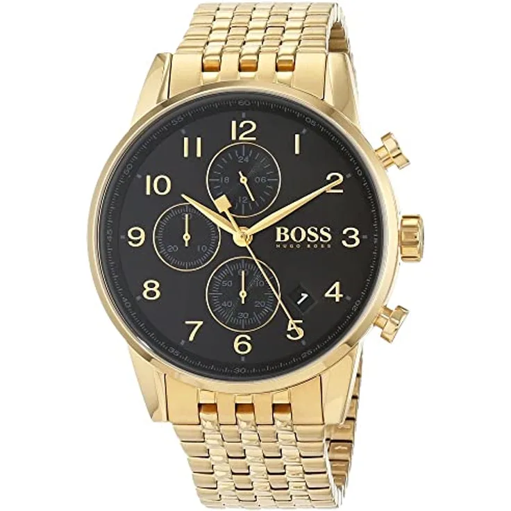 BOSS Chronograph Quarz Uhr für Herren mit Gelbgoldfarbenes Edelstahlarmband - 1513531