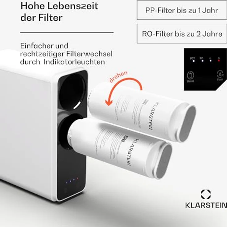 Klarstein PureLine 800 Wasserfiltersystem, 5-stufiges RO-Filter-System mit 800 GPD, inkl. Wasserhahn und 2 Filtern für Home Office – Bild 4