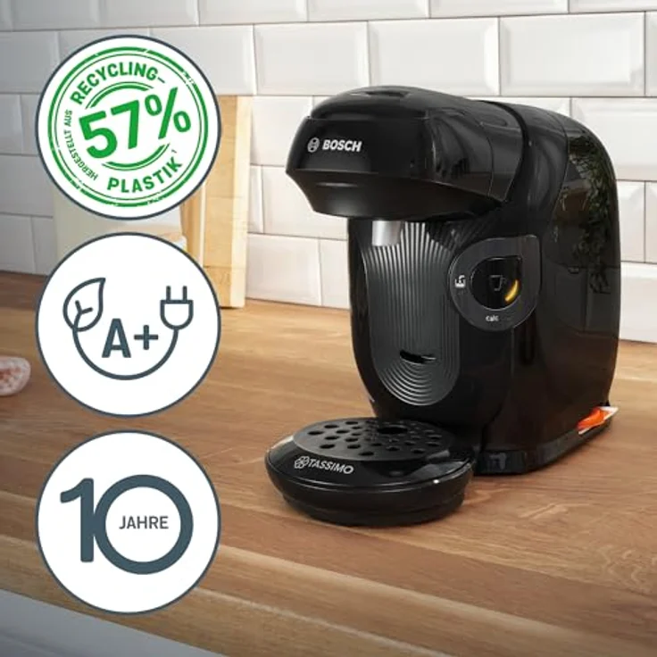 TASSIMO TAS112E Kapselmaschine in Recycled Black, 1400 W Leistung – Bild 3