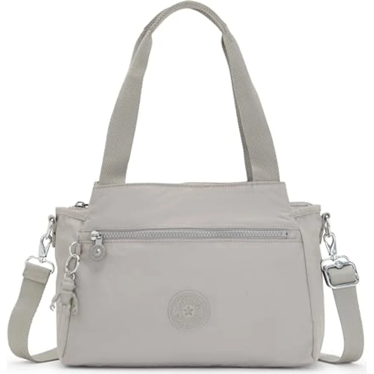 Kipling Elysia Schultertasche, Damen-Handtasche mit Reißverschlussfach und abnehmbarem Umhängeriemen, 29.5 cm, Grau – Bild 1