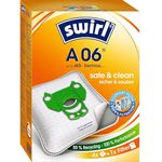 Swirl A06 Airspace MicroPor® Plus Green Staubsaugerbeutel, 4er Pack mit Anti-Allergen-Filter und Dirtlock® Staubverschluss