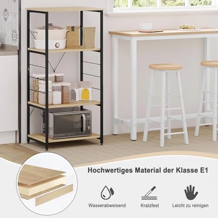 WOLTU Küchenregal Standregal aus Holz und Stahl 60x40x123,5cm eiche hell – Bild 5