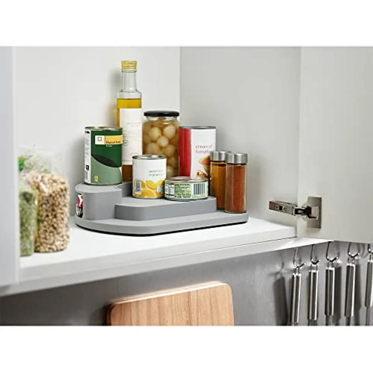JosephJoseph CupboardStore Drehbarer Stufenorganizer mit Staufächern auf der Rückseite Edelstahl-Grau – Bild 5