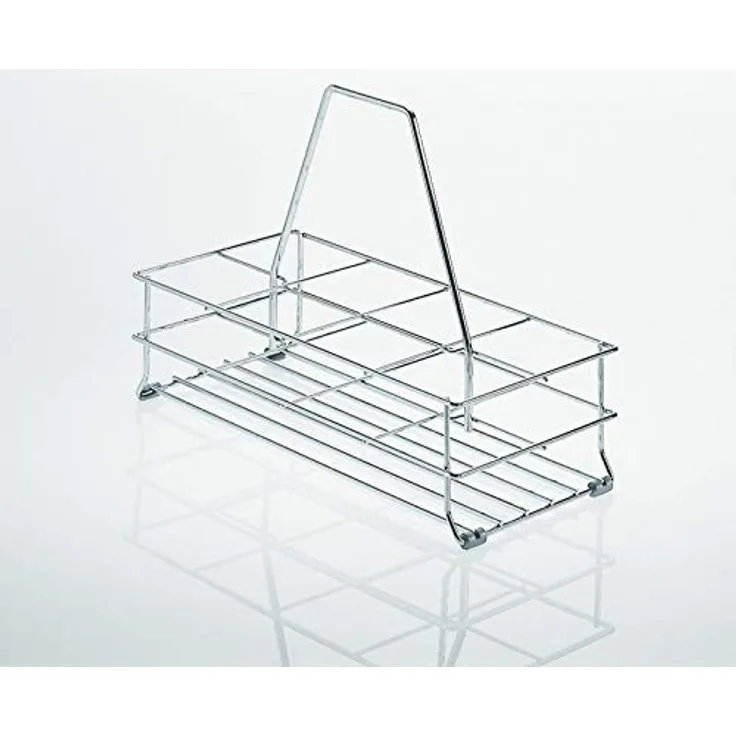 SO-TECH® Flaschentragekorb für 8 Flaschen, stabiler Drahtkorb aus Metall, matt verchromt mit Bodengleitern