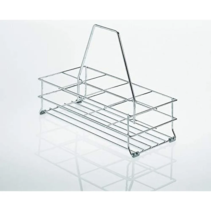 SO-TECH® Flaschentragekorb für 8 Flaschen, stabiler Drahtkorb aus Metall, matt verchromt mit Bodengleitern