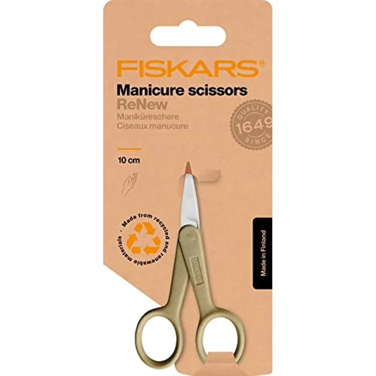 Fiskars ReNew Maniküreschere, Länge: 10 cm, Recycelter Edelstahl/Kunststoff, Aus 100% wiederverwertbaren Materialien, 1062548 – Bild 4