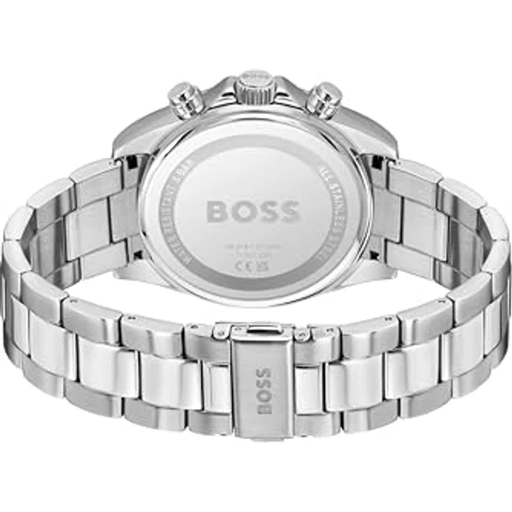 BOSS Chronograph HERO 2.0 1514267, Quarzuhr mit analoger Anzeige, Edelstahlarmband in silberfarben-schwarz, wasserdicht bis 5 bar, mit Stoppfunktion und Tachymeter – Bild 3