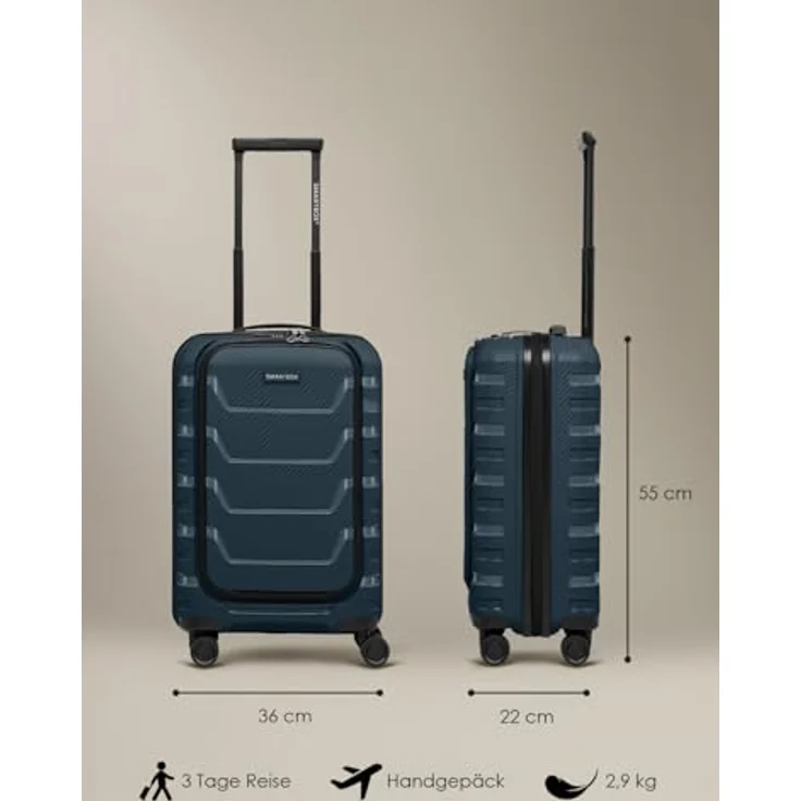 Smartbox Edition 01, Kabinentrolley 55 cm mit Laptopfach, 4 Rollen, blau – Bild 7