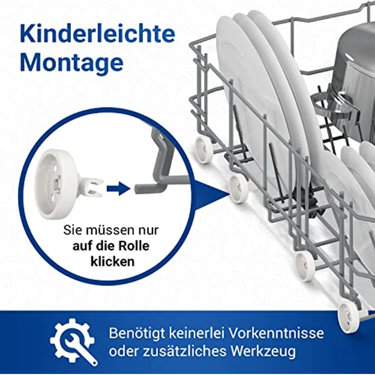 VIOKS Korbrollen Geschirrspüler 8 Stk Ersatz für Bosch 00066320 - Spülmaschine Räder Unterer Korb mit Achse & Siemens Geschirrspüler Ersatzteile – Bild 4