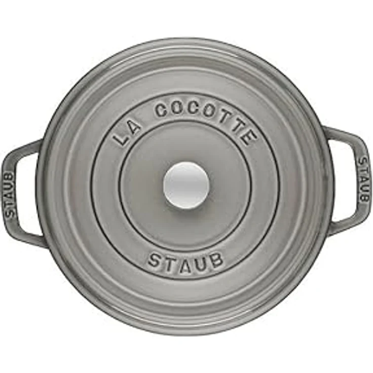 Staub 1102618 Cocotte-Bräter, rund mit Deckel 26 cm, 5,0 L, mit mattschwarzer lierung im Inneren des Topfes, graphitgrau – Bild 3