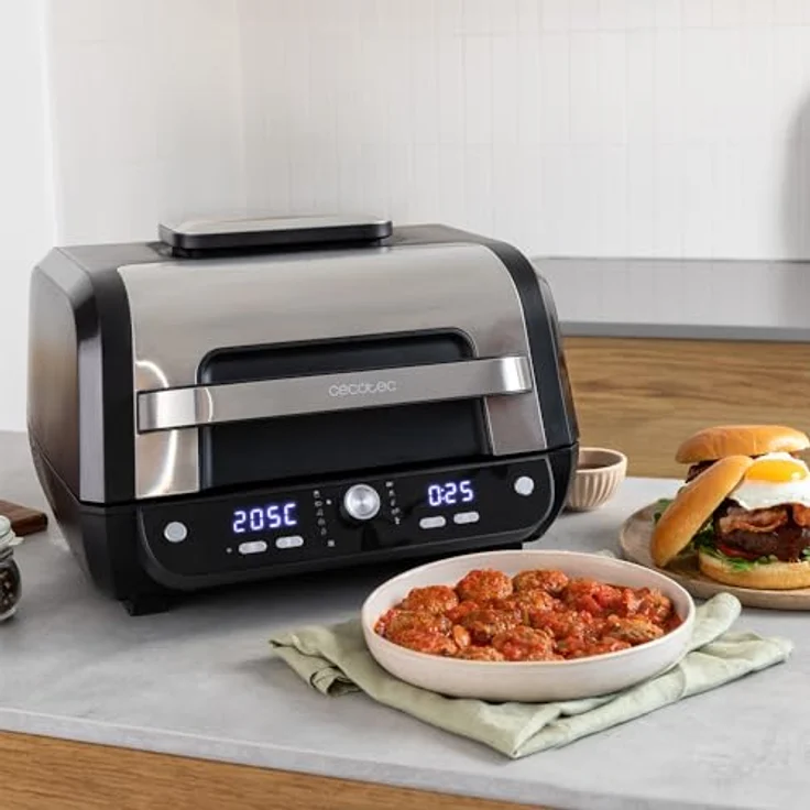 Cecotec Heißluftfritteuse ohne Öl, 8 L, Cecofry FireDome 8000 Pro, 1700 W, Doppelte Heizung, 4 Grillstufen, 12 vordefinierte Modi, einstellbare Temperatur und Zeit, Zubehörpaket – Bild 5