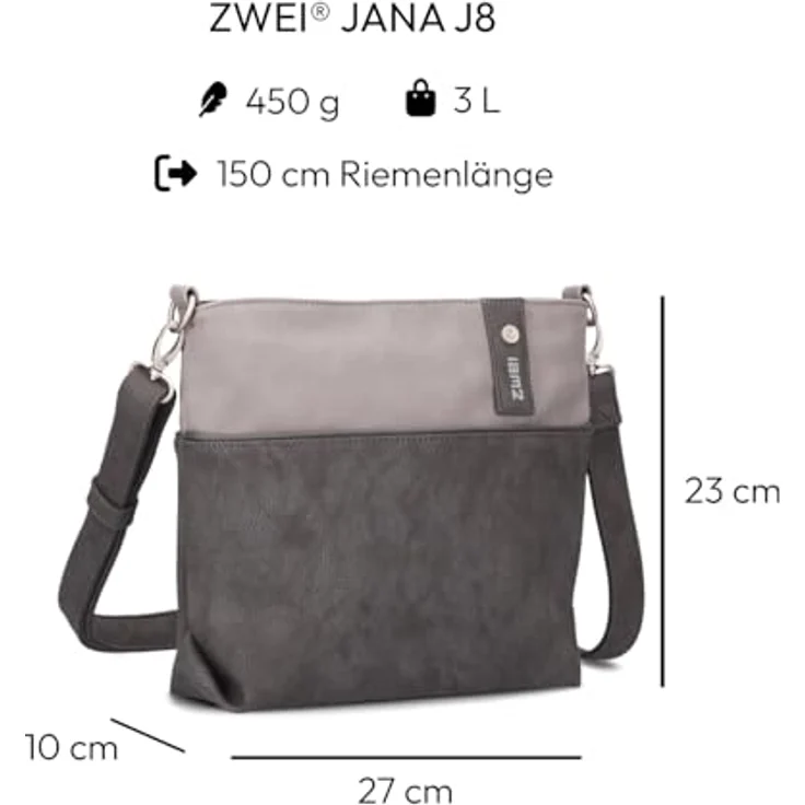Zwei Jana Umhängetasche 27 cm, elegante Handtasche für den Alltag – Bild 2