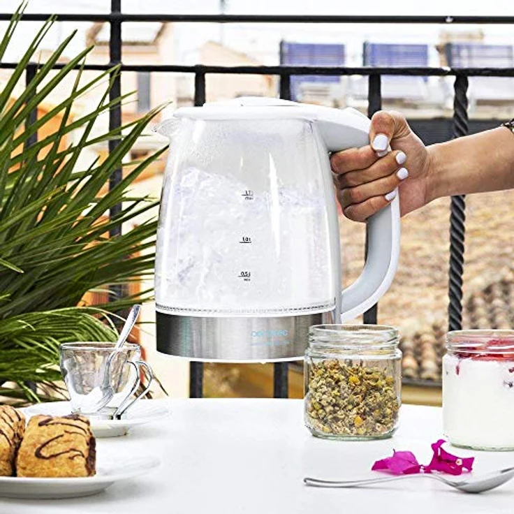 Cecotec Elektrischer Wasserkocher ThermoSense - 1,7 Liter, Borosilikatglas, Frei von BPA, Basis 360 ª, Antikalkfilter, Dppeltes Sicherheitssystem ,2200 W Leistung. (1,7 Liter2 in 1 Temperatur einstellbar, Basisch) – Bild 3