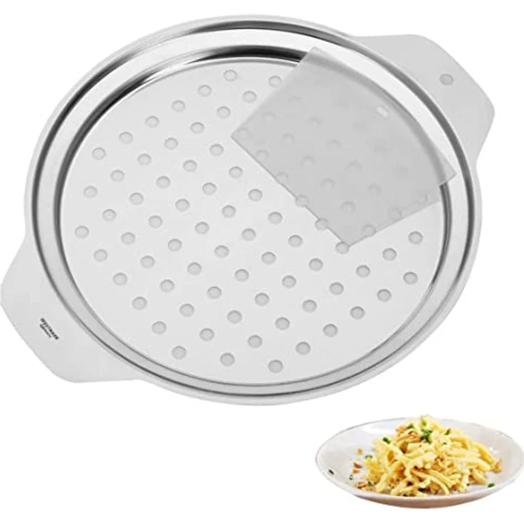 Westmark Spätzle--Topfaufsatz mit Teigschaber, Für Topfdurchmesser von 24 - 28 cm, Rostfreier Edelstahl-Kunststoff, Silber, 61112240 – Bild 2