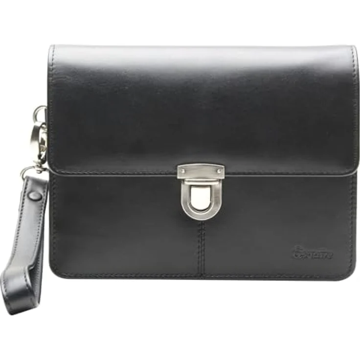 Esquire Oxford Handgelenktasche, Leder 22 cm, Schwarz – Stilvolle Handtasche für Wertsachen – Bild 1