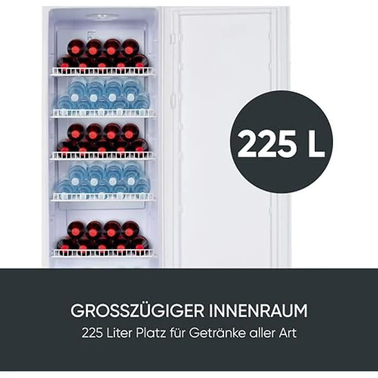 SEVERIN FKS 8818 Flaschenkühlschrank, 225L, energieoptimiert, leiser Betrieb, wechselbarer Türanschlag, Edelstahl/silber/weiß, 141 cm Höhe – Bild 4