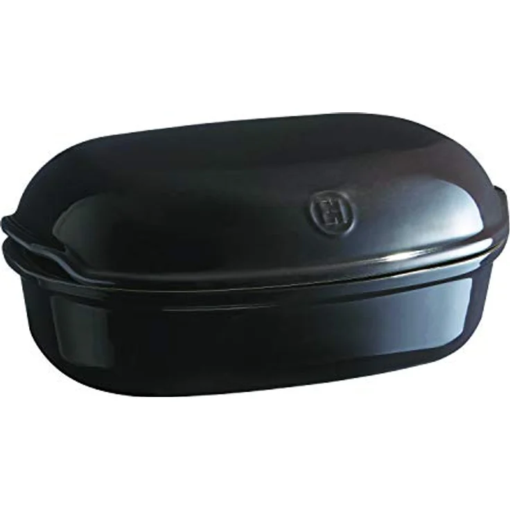 Emile Henry EH795501 Holzkohle-Brotbäcker, feuerfeste Keramik, 34,5 x 22,6 x 8,6 cm, schwarz – Bild 1