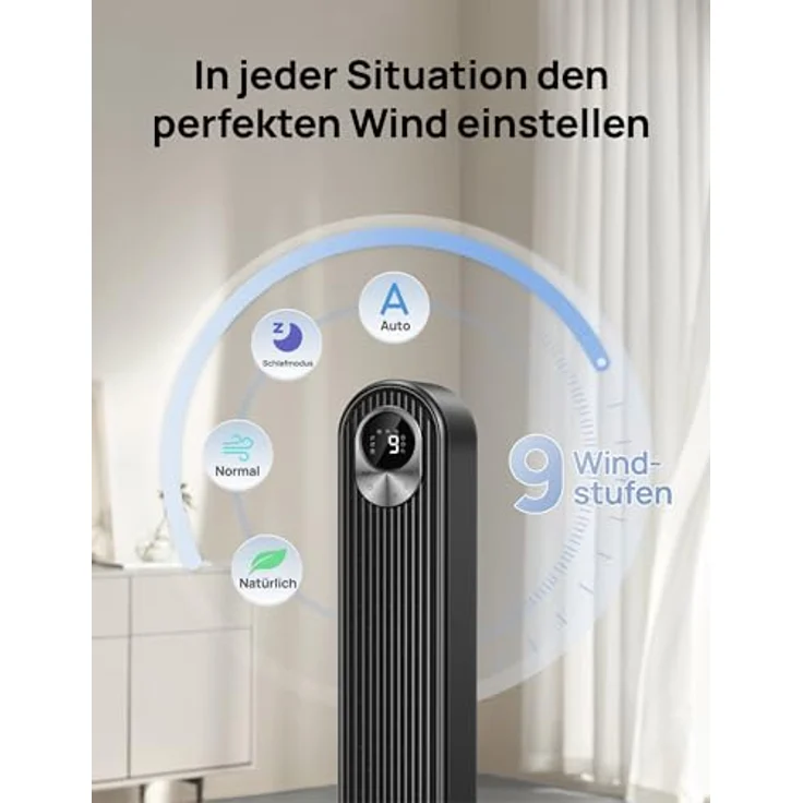 Dreo Smart Turmventilator mit 20dB DC Motor, 11m Windentfernung, 9 Geschwindigkeitsstufen, 4 Modi, 90° Oszillation, Fernbedienung und Sprachteuerung, 12H Timer – Bild 5