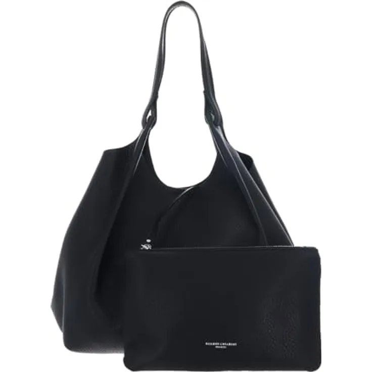 GIANNI CHIARINI Dua Shopper Set, 2-tlg. Shopping Bag aus echtem Rindsleder, Nero, mit geräumigem Hauptfach und Utensilientasche