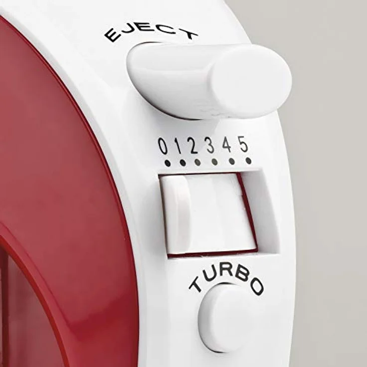 Girmi SB02 Elektrischer Handmixer, 170 W, Edelstahl-Rührbesen, Turbo-Funktion, 5 Geschwindigkeiten, rot – Bild 4