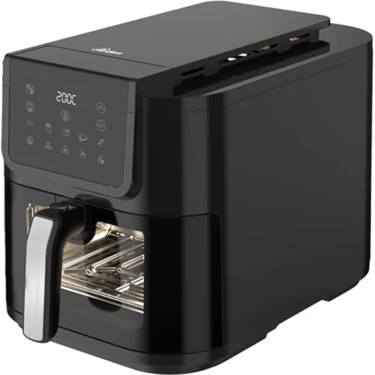 Ardes ARFRYA08LV Luftfritteuse 8 Liter Schwarz - Ölfreies Frittieren, extra tiefe Form für längliche Lebensmittel, Rapid Air Fryer Technologie, Touch-Display, Fenster und Innenbeleuchtung