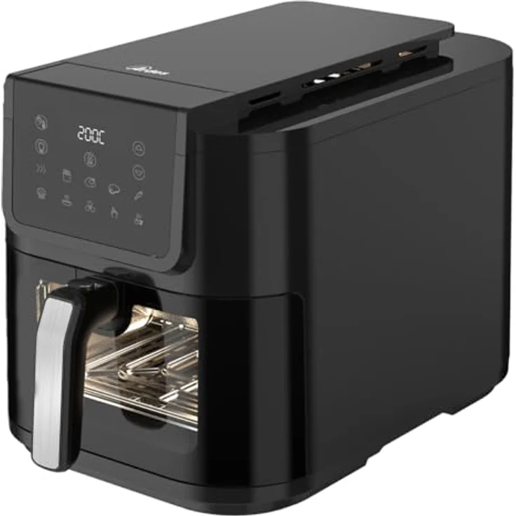 Ardes ARFRYA08LV Luftfritteuse 8 Liter Schwarz - Ölfreies Frittieren, extra tiefe Form für längliche Lebensmittel, Rapid Air Fryer Technologie, Touch-Display, Fenster und Innenbeleuchtung – Bild 1