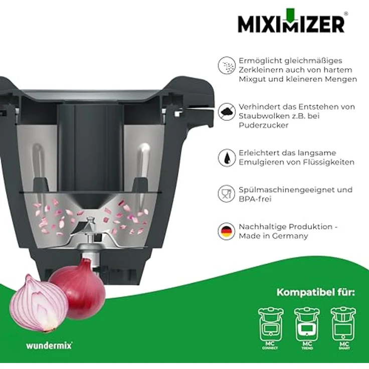Wundermix Miximizer® Mixtopf-Verkleinerung für Monsieur Cuisine Smart, Connect & Trend, effektives Zerkleinern von Lebensmitteln, Made in Germany – Bild 3