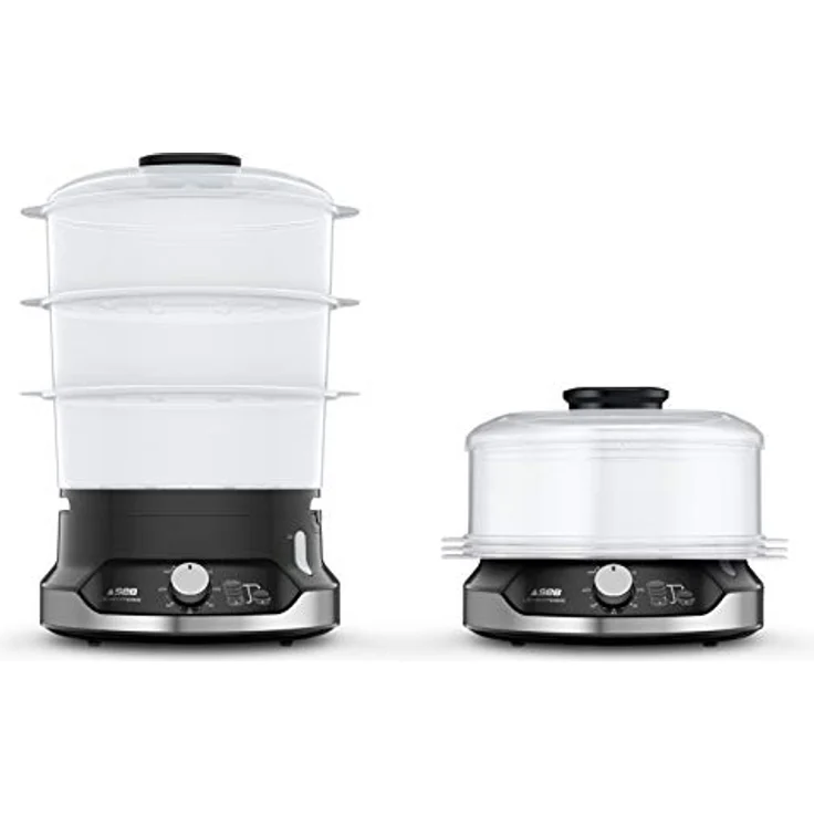 SEB Ultracompact Dampfgarer VC204800, 9 l, 800 W, 3 stapelbare Schüsseln, 60 Minuten Timer, automatische Abschaltung, sichtbarer Wasserstand – Bild 3