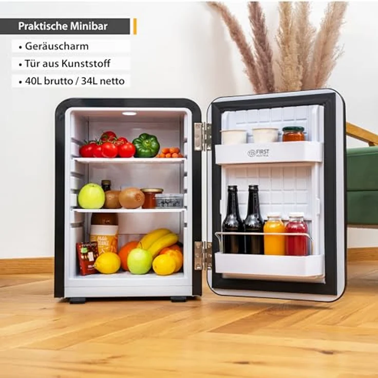 TZS First Austria Minikühlschrank | Retro Design | Einstellbare Kühlleistung | Thermoelektrisches Kühlsystem | 40L | schwarz – Bild 3