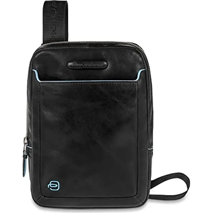 Piquadro Organisiertes Schultertaschenbuch mit 3 Fächern für iPad Mini/ipadmini, Schwarz, Einheitsgröße, Weiche und vertikale Konstruktion, Abnehmbarer Schlüsselanhänger, 8,66/1,77/6,29