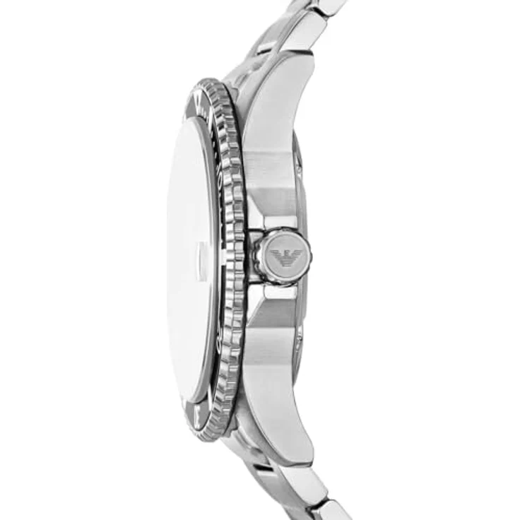 Emporio Armani Herren Analog Quarz Uhr AR11683, Edelstahl Armband, graues Zifferblatt, 42-mm-Gehäuse, wasserdicht bis 100 m – Bild 2