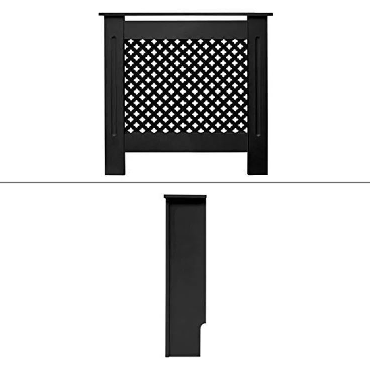 ECD Germany Heizkörperverkleidung Wabenmuster, 78x19x82 cm, Schwarz, MDF, einfach zu montieren – Bild 2
