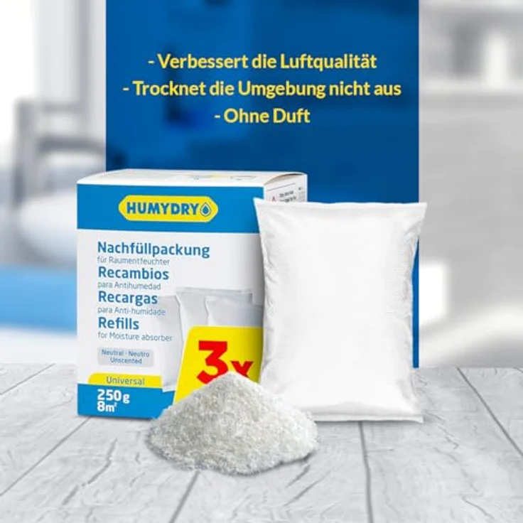 HUMYDRY Luftbefeuchter Humydry Nachfüllpack 3x250g Geruchsneutral für Luftentfeuchter – Bild 6