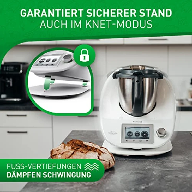 FLIPLINE Gleitbrett für Thermomix TM6/TM5, weiß, aus Mineral-Acrylstein mit Teflon-Füßen, müheloses Verschieben mit 100% Standfestigkeit – Bild 4