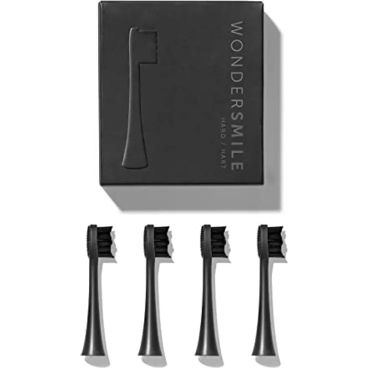 Wondersmile Ersatzbürsten Schallzahnbürste (Hard, Ultimate Black, 4er Pack) - Bürstenköpfe für Wondersmile Schallzahnbürste