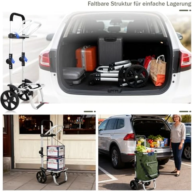 Sekey Einkaufstrolley 3-in-1 mit Kühlfach und Spanngurt, faltbarer Einkaufswagen, 42L, bis 35kg, grün – Bild 2
