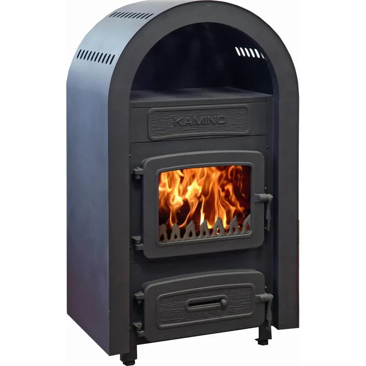 Wamsler Werkstattofen KAMINO 109-6, Heizkörper, Schwarz - Gusseisen, für Holz und Braunkohle, 6 kW