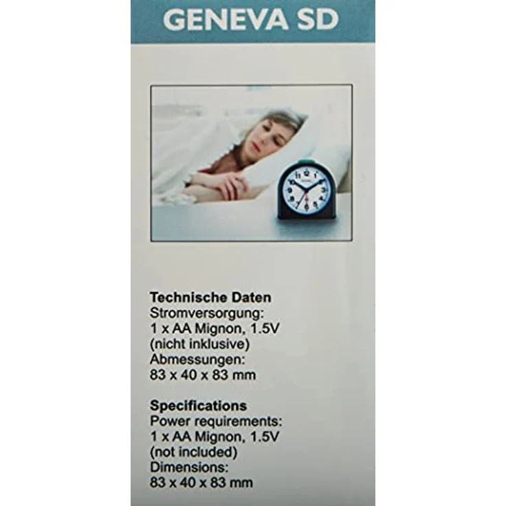 Technoline Quarzwecker Modell SD, analoger Wecker mit nachtleuchtenden Zeigern, schwarz, kompakte Größe 8,3 x 4 x 8,3 cm – Bild 4