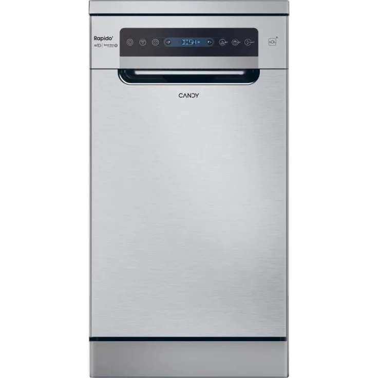 Candy RapidÓ CF0C7SB0FX, Freistehender Geschirrspüler für 10 Maßgedecke, 45 cm, App-Bedienung, Energieeffizienzklasse C, leiser Betrieb mit 47 dB