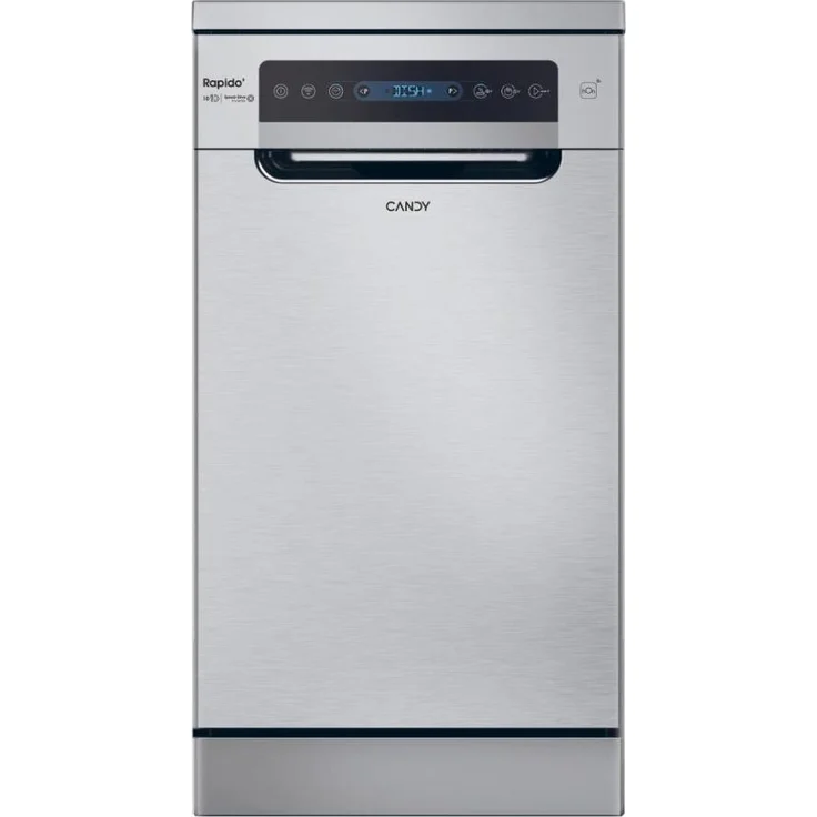 Candy RapidÓ CF0C7SB0FX, Freistehender Geschirrspüler für 10 Maßgedecke, 45 cm, App-Bedienung, Energieeffizienzklasse C, leiser Betrieb mit 47 dB