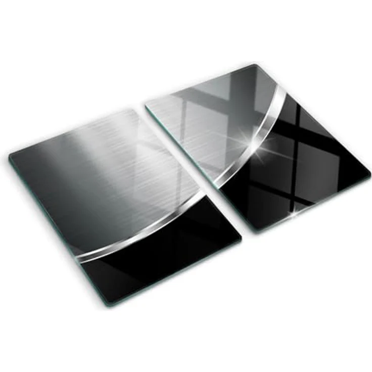 Tulup Schneidbrett Glas 2er Set, 40x52 cm, hitzebeständig, rutschfest mit Silikonfüßen, antibakteriell und lebensmittelecht, dekorativ für die Küche - Textur – Bild 1