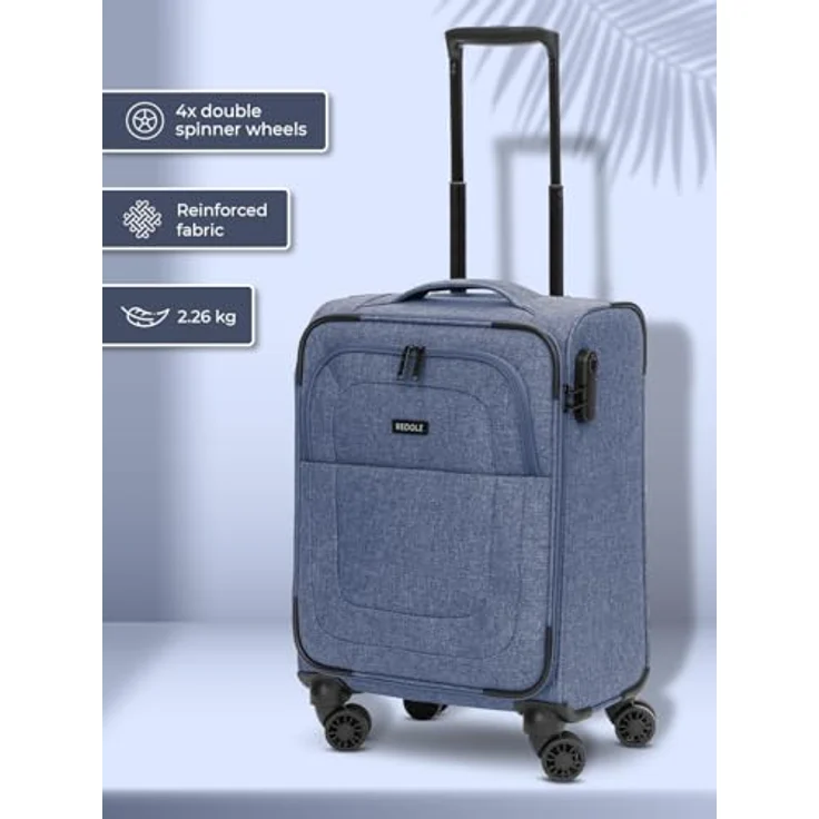 REDOLZ Cabin Weichschalen Kabinen-Koffer | Leichter Trolley mit 4 Doppelrollen für Damen & Herren 37 x 23 x 55 cm (Essentials 12) – Bild 3