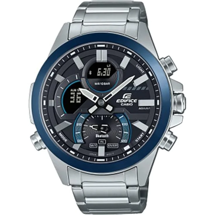 Casio Watch ECB-30DB-1AEF, Analog-Digital-Uhr mit Bluetooth und Stoppuhr, silber/schwarz – Bild 1