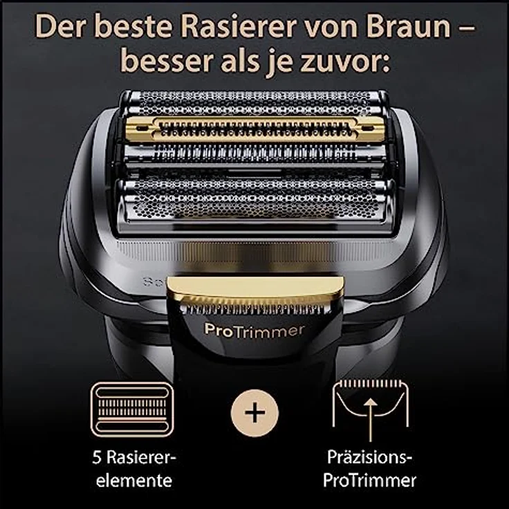 Braun Series 9 Pro+ Rasierer Herren, Elektrorasierer mit 5 Pro Rasierelementen, Langhaarschneider & Reinigungsstation, Rasierer-Ladeetui PowerCase, 60 Min Laufzeit, Made in Germany, 9577cc, Silber – Bild 5