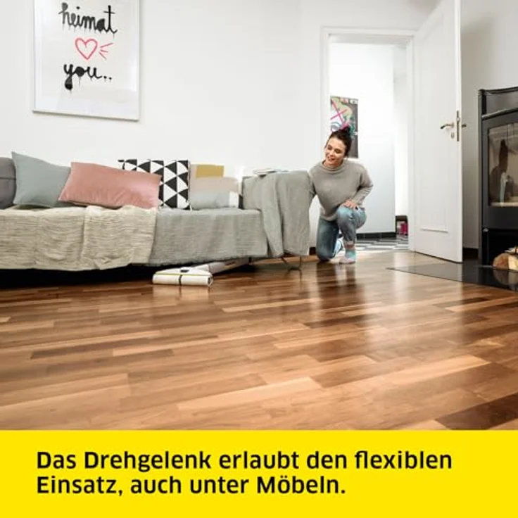 Kärcher Elektrischer Wischmopp EWM 2, kabelloser Bodenreiniger mit 2 rotierenden Mikrofaserwalzen, Akkulaufzeit: ca. 20 min, Flächenleistung pro Akkuladung: ca. 60 m² – Bild 5