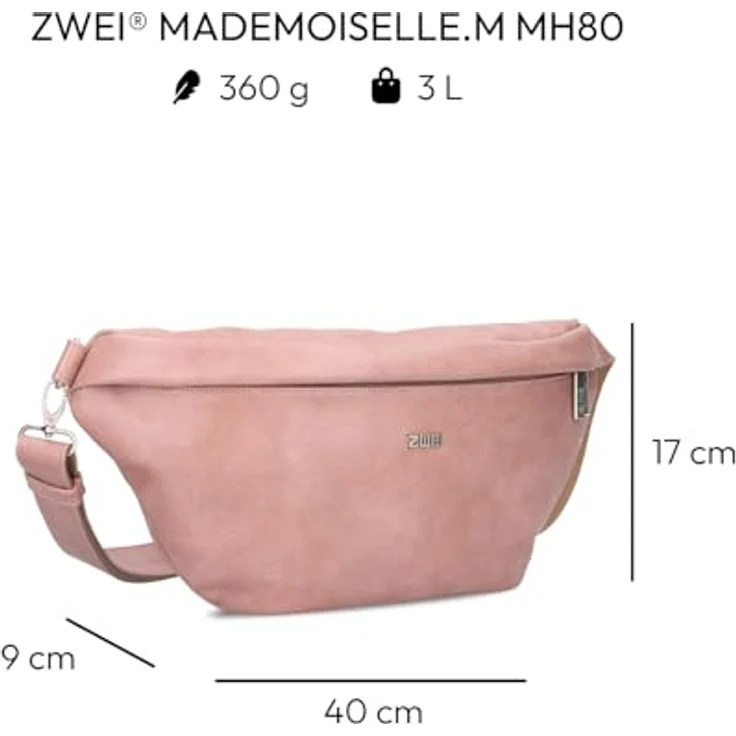 Zwei Mademoiselle.M Umhängetasche 40 cm, rosa, 100% Polyurethan, 40 cm x 9 cm x 17 cm – Bild 2