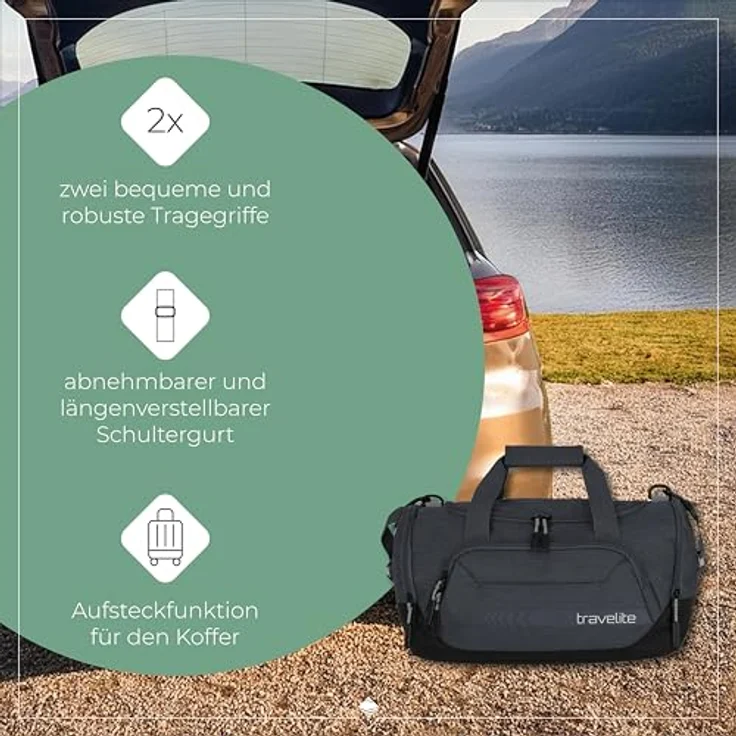 Travelite Kick Off Weekender Reisetasche S, 40 cm, grau, 100% Polyester – Bild 7