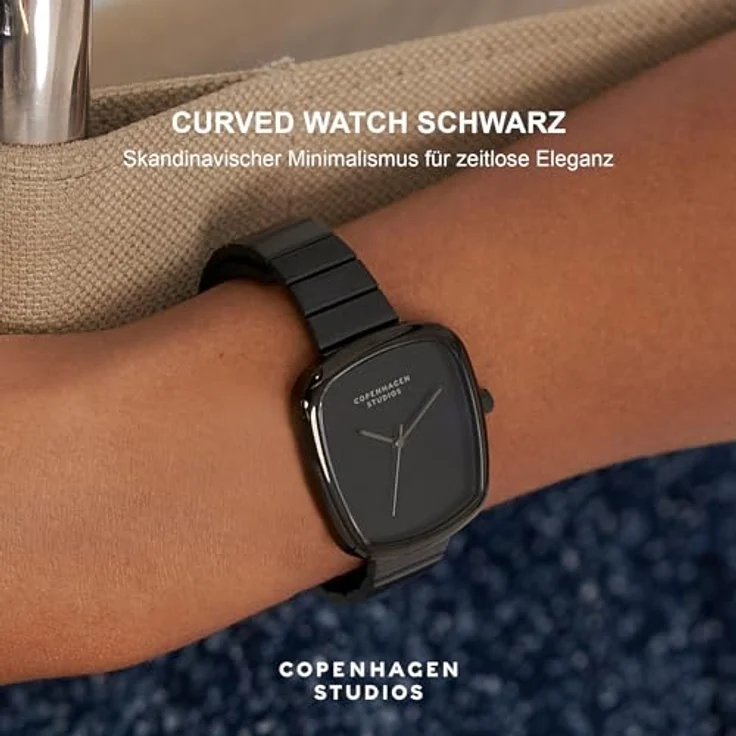 Copenhagen Studios Curved Watch - schwarz, 34 mm - elegante Damenuhr aus Edelstahl, Quarzwerk, 3 ATM wasserdicht, kratzfest – Bild 2