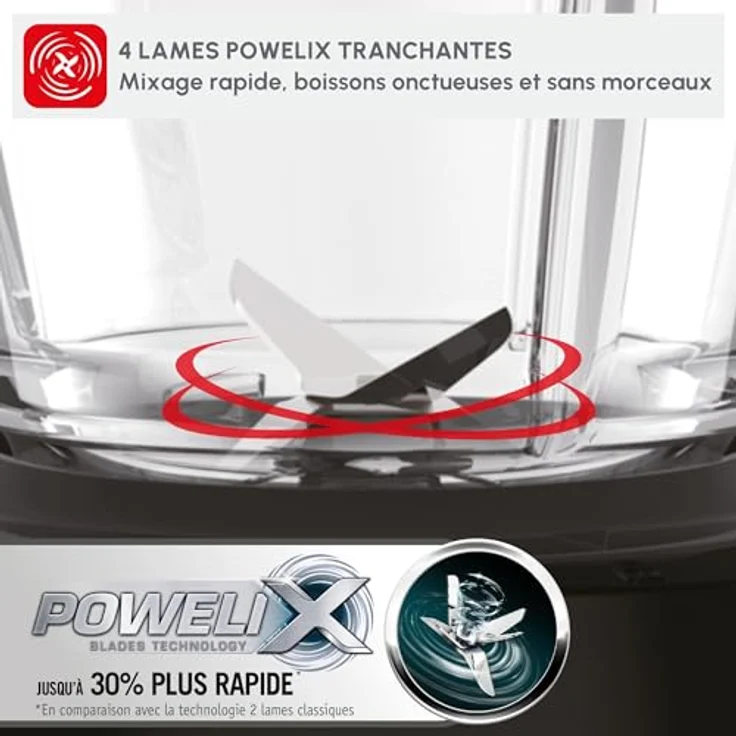 Moulinex LM430810 Blendforce Standmixer Glas 800 W Elektrisches Mixer Smoothie Eis, Crushed Obst, Gemüse, Schwarz – Bild 5